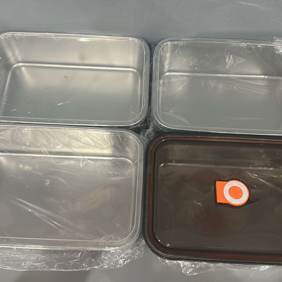 4pc Stainless Steel Rectangle Crisper Box Set