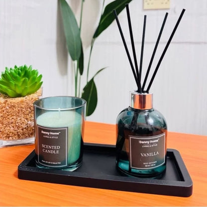 Danny Home Diffuser And Candle Set On Wooden Platter