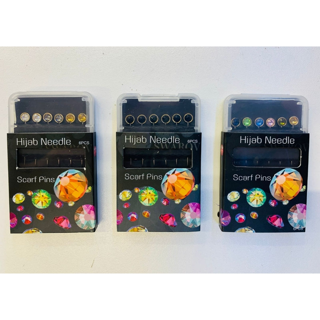 6pc Hijaab Pins With Stones