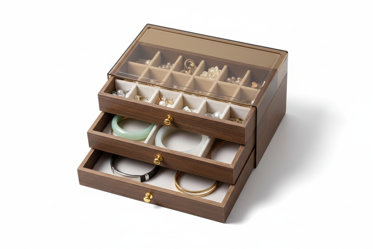 3 Layer Wood Grain Jewlery Box