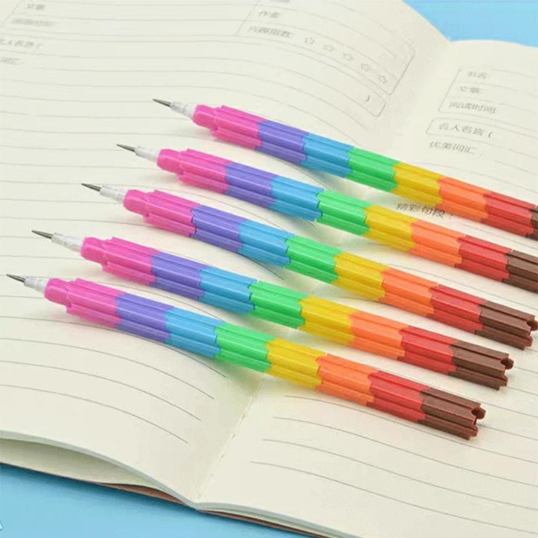 4pc Stackable Rainbow Pencil
