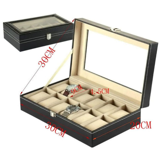 12 Slot PU Leather Watch Box