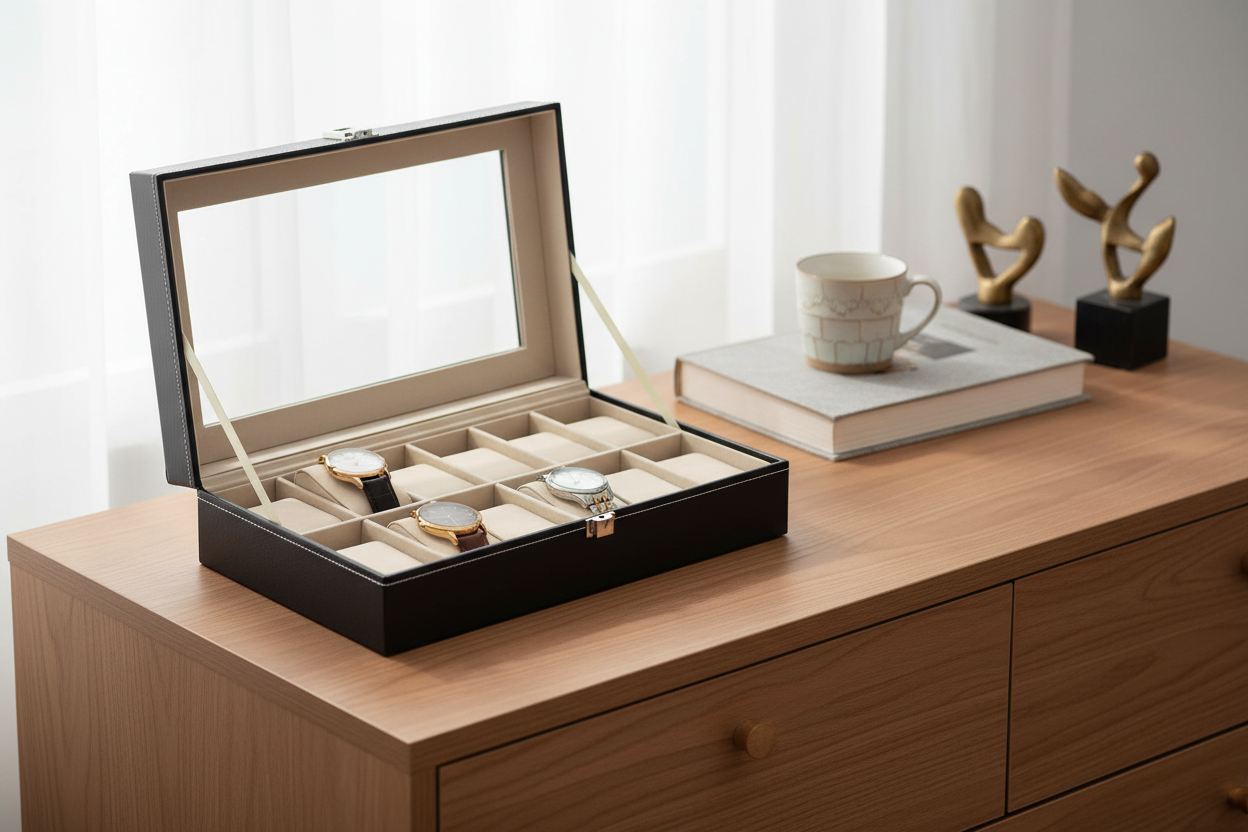 12 Slot PU Leather Watch Box