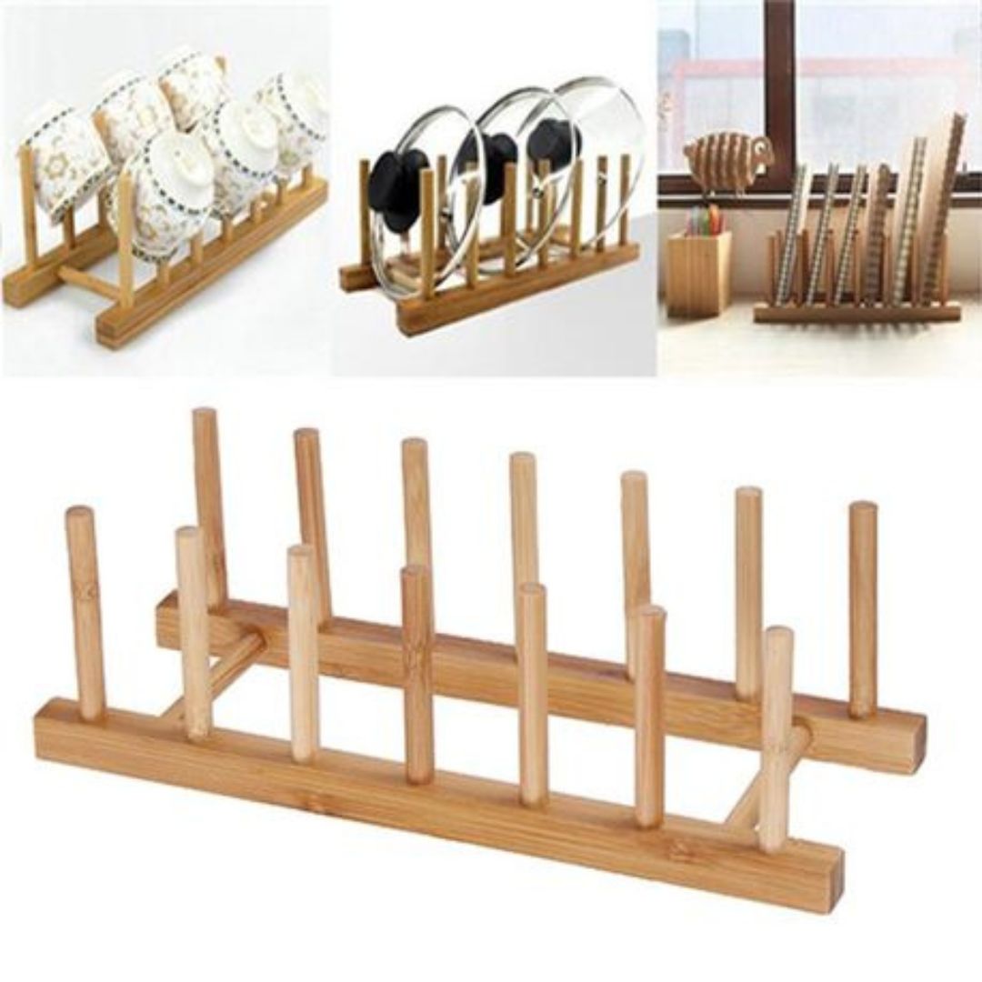 Bamboo Divided Plate Stand