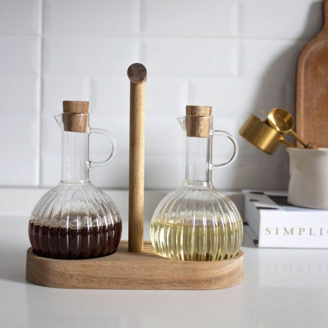 Bamboo Oil And Vinegar Cruet Set