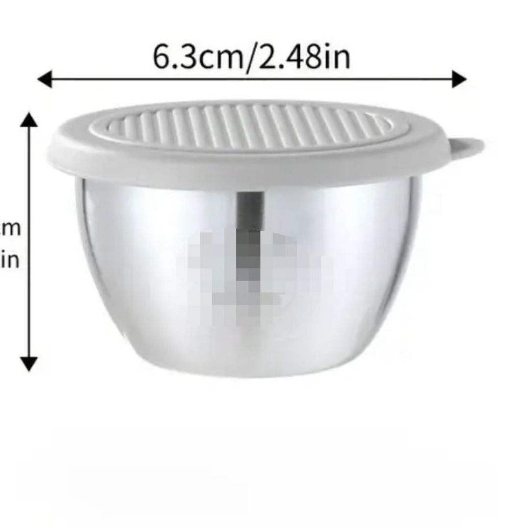 6pc Stainless Steel Mini Sauce Bowls With Lid