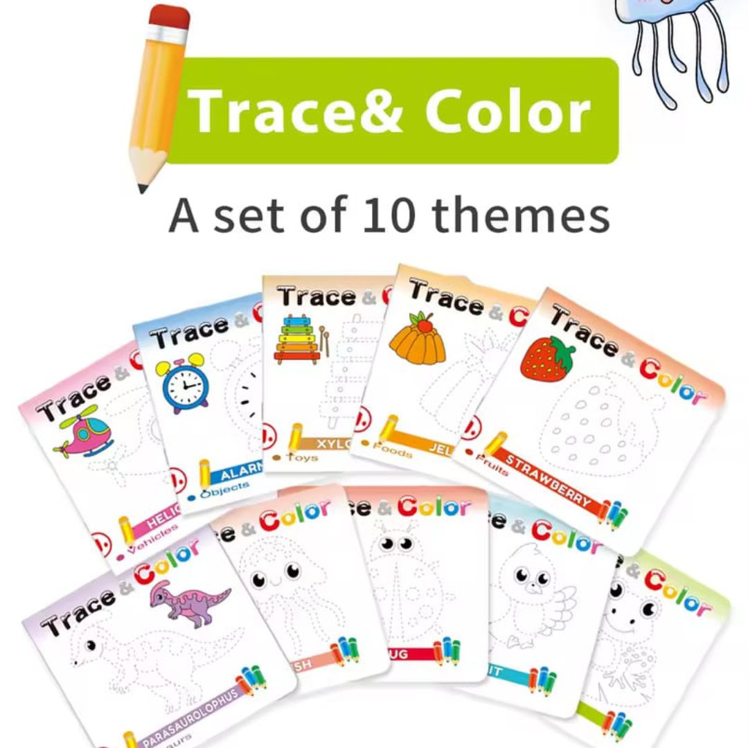 10pc Trace And Colour Books