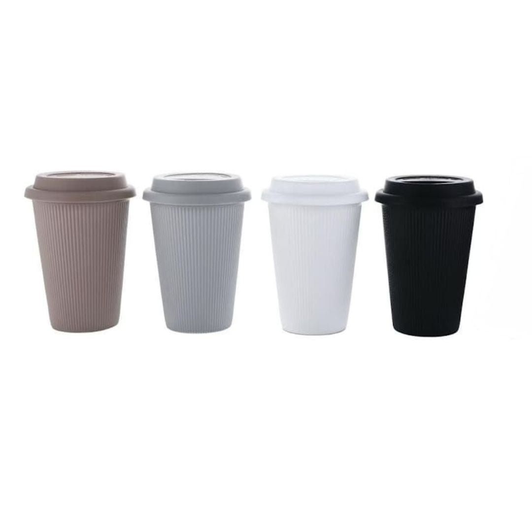 Ceramic Ribbed Coffee Cup 370ml