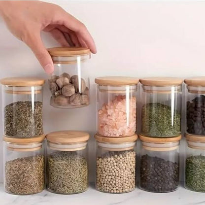 12pc Bamboo Jars 8x6.5cm