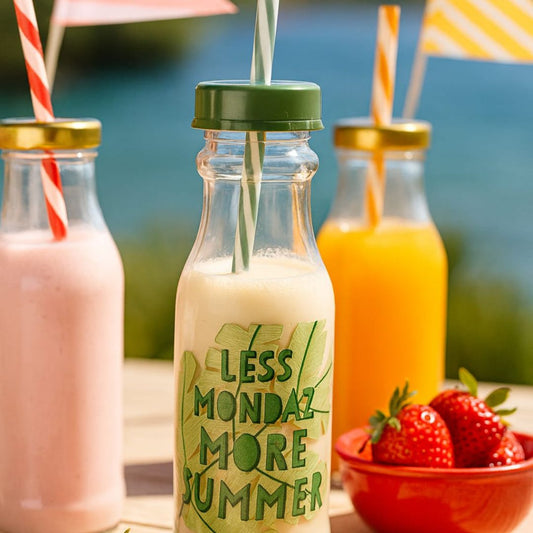 Plastic Bottle With Lid And Straw Green