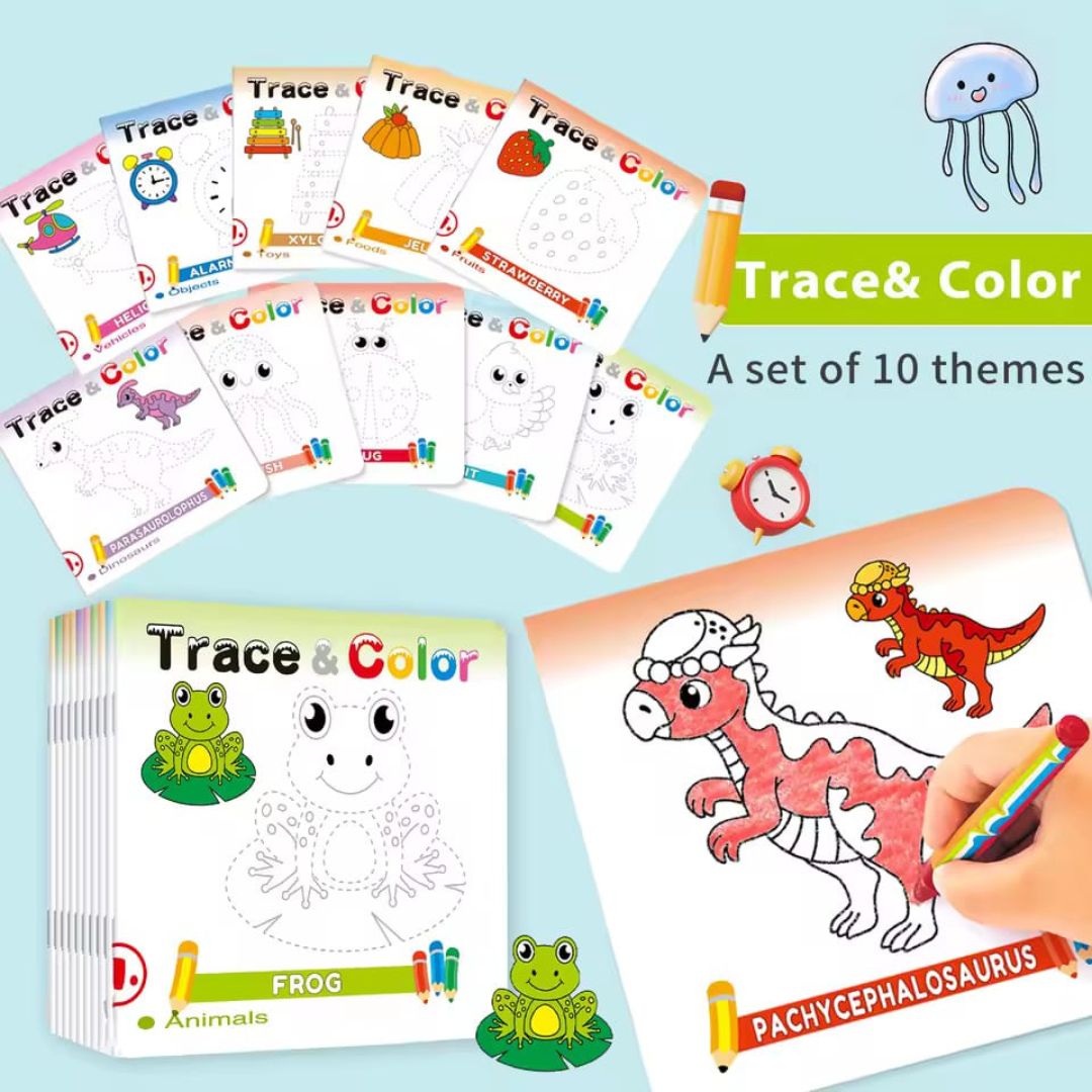 10pc Trace And Colour Books