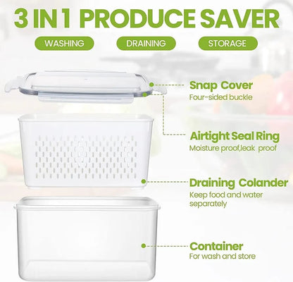 4pc Plastic Fridge Storage With Drainage