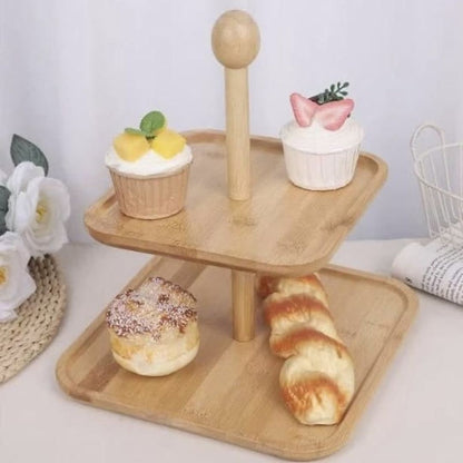 Bamboo 2 Tier Cake Stand