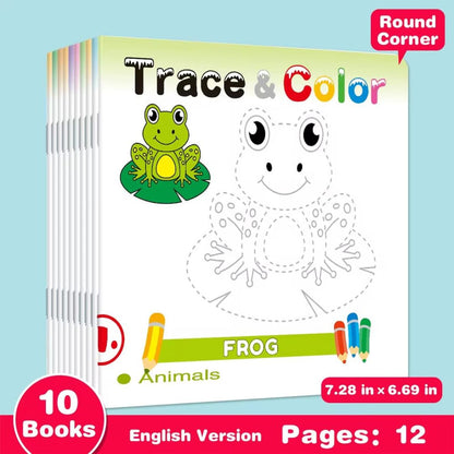 10pc Trace And Colour Books