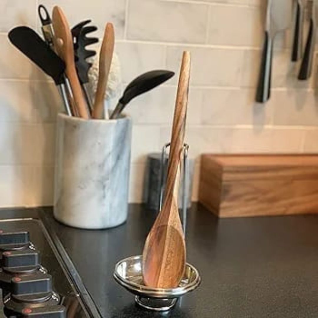 Danny Home Stainless Steel Spoon Stand With Acacia Spoon
