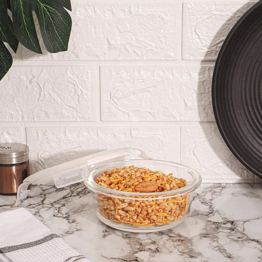 3pc Glass Clip Storage With Clips - Round