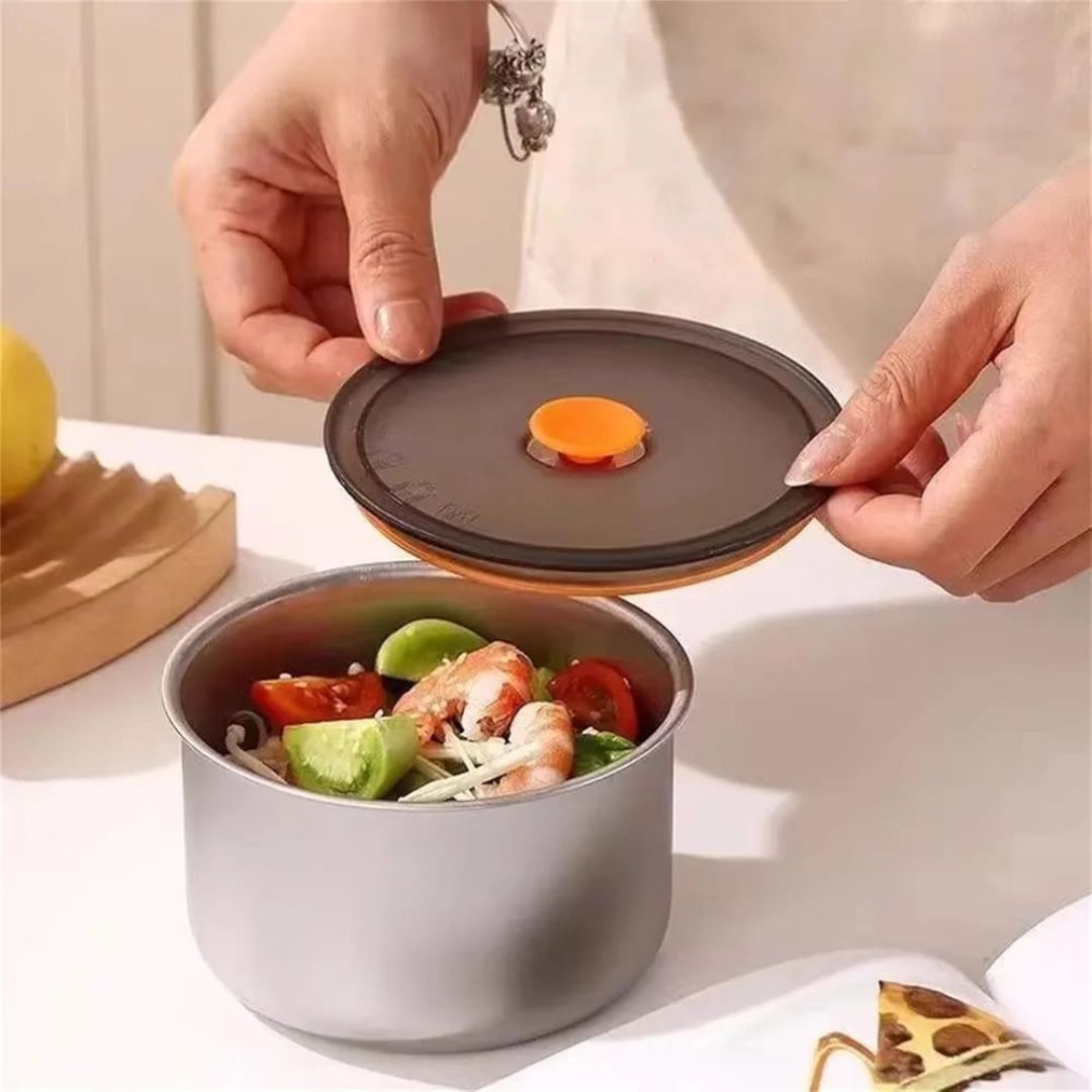 4pc Stainless Steel Round Crisper Box Set 12x6cm