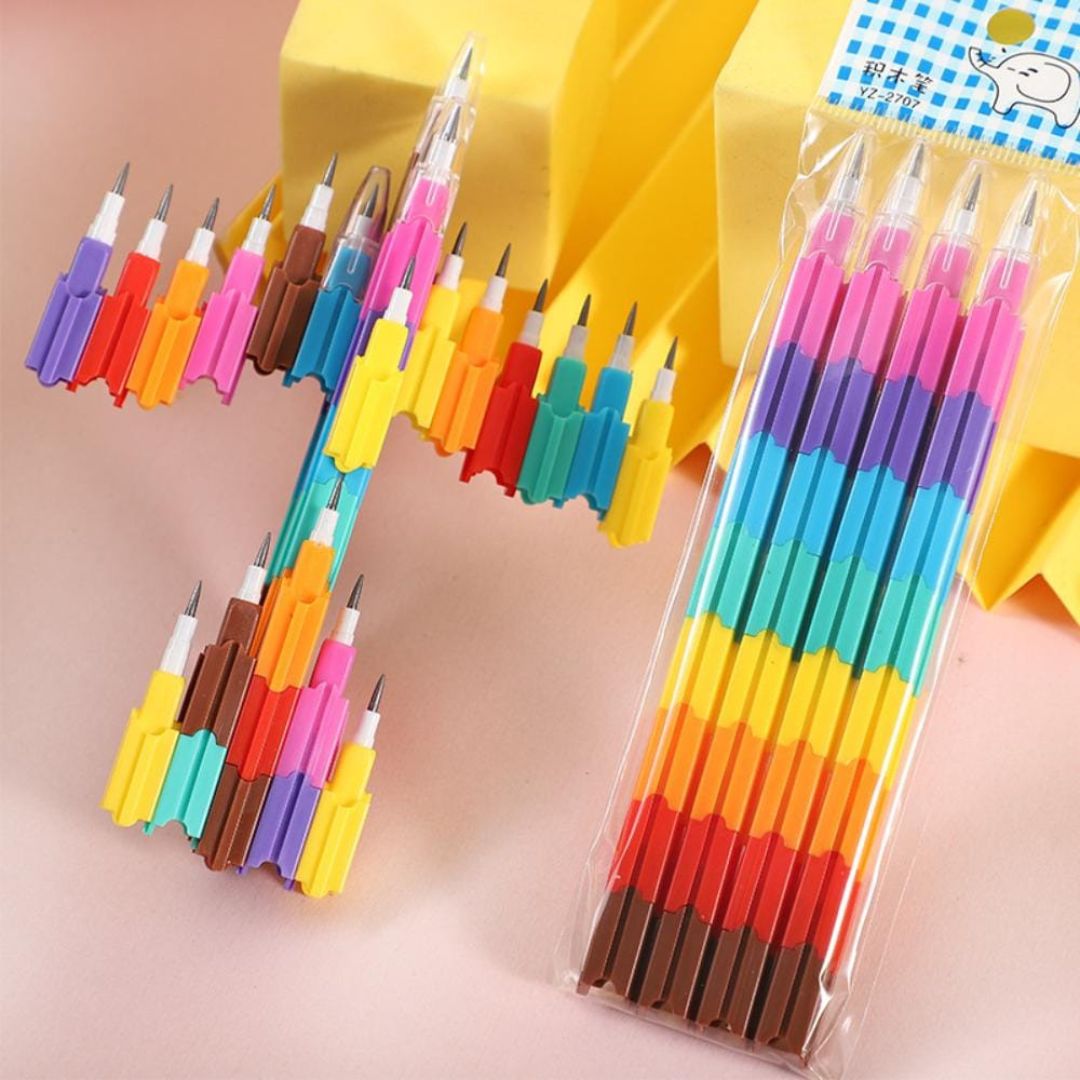 4pc Stackable Rainbow Pencil