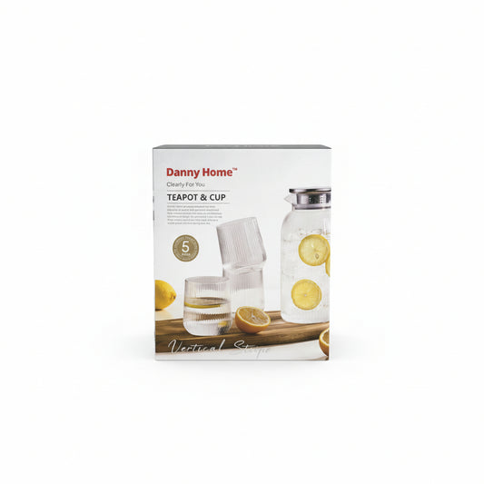 Danny Home 5pc Stripe Teapot And Cup Set