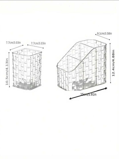 Acrylic Wooven Look Stationery Organizer