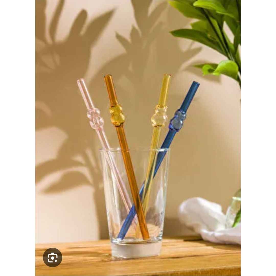 Danny Home 3pc Glass Straw With Cleaner- Bubble