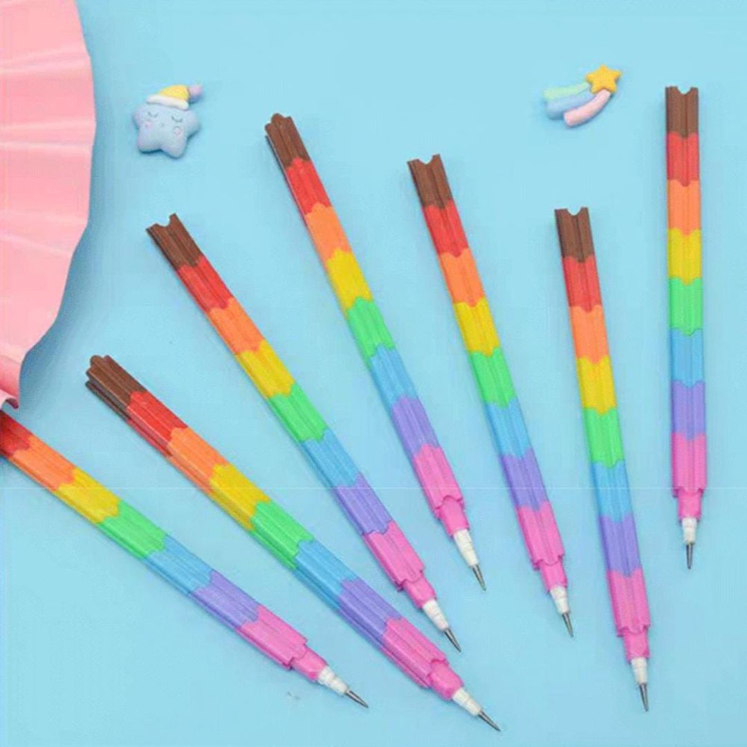 4pc Stackable Rainbow Pencil