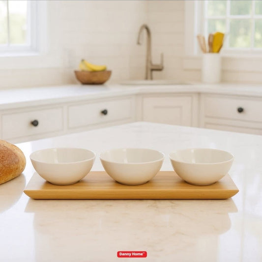 Danny Home 4pc Bamboo Tray And Bowl Set