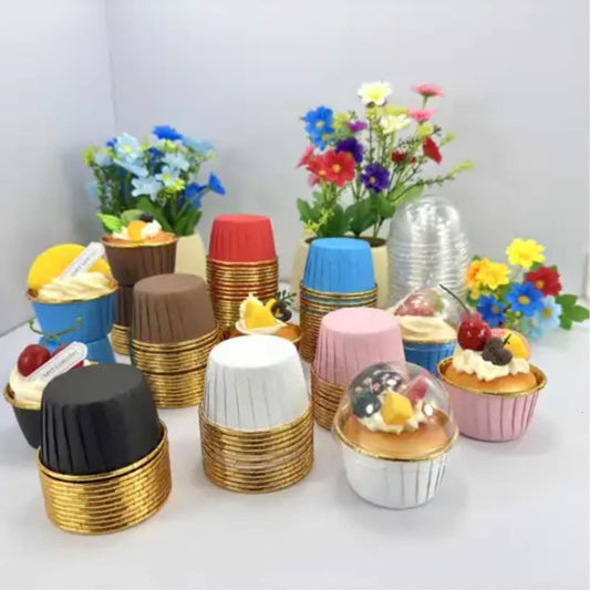 10pc Foil Cupcake Liner With Lids 5x4cm