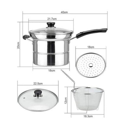 Stainless Steel Steamer/Fryer Pot 22cm