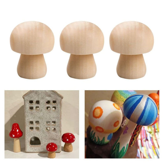 Wooden 6pc DIY Mushroom