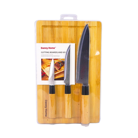 Danny Home 4pc Chopping Board and Knife Set
