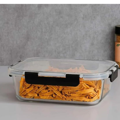 3pc Glass Storage With Acrylic Clip Lid-Rectangle
