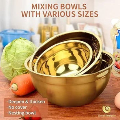 Stainless Steel Gold Mixing Bowl