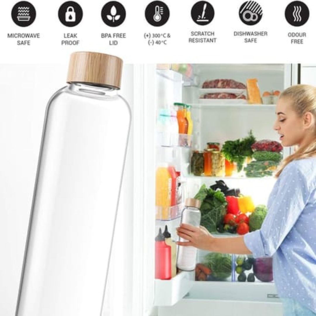 Borosilicate Glass Bottle with Bamboo Lid