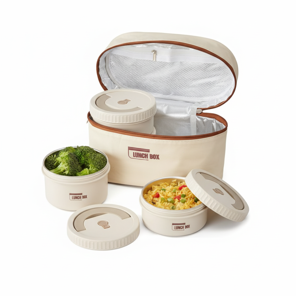 4pc Stainless Steel Storage In Lunch Bag