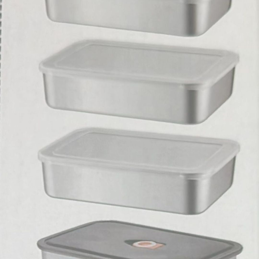 4pc Stainless Steel Rectangle Crisper Box Set