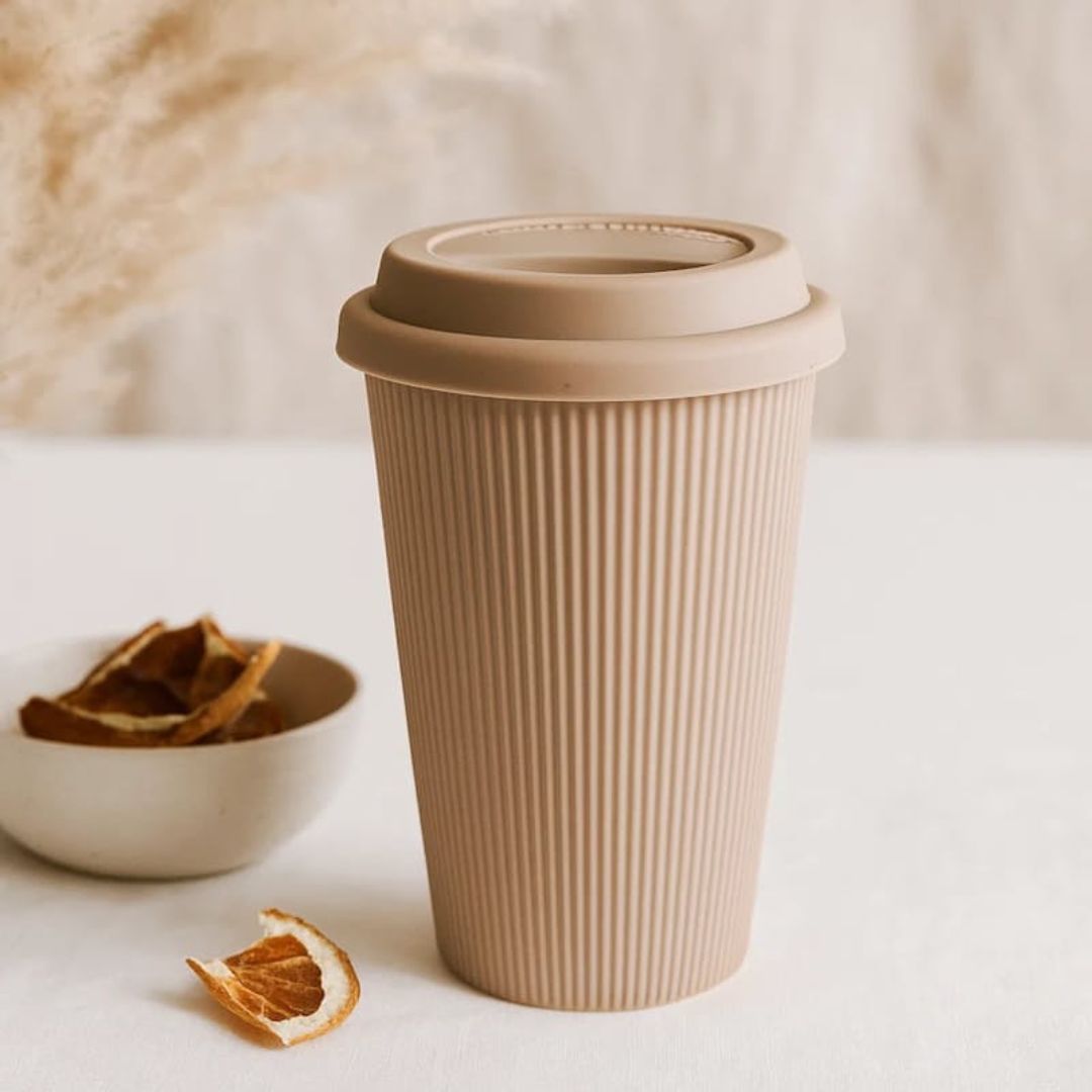 Ceramic Ribbed Coffee Cup 370ml