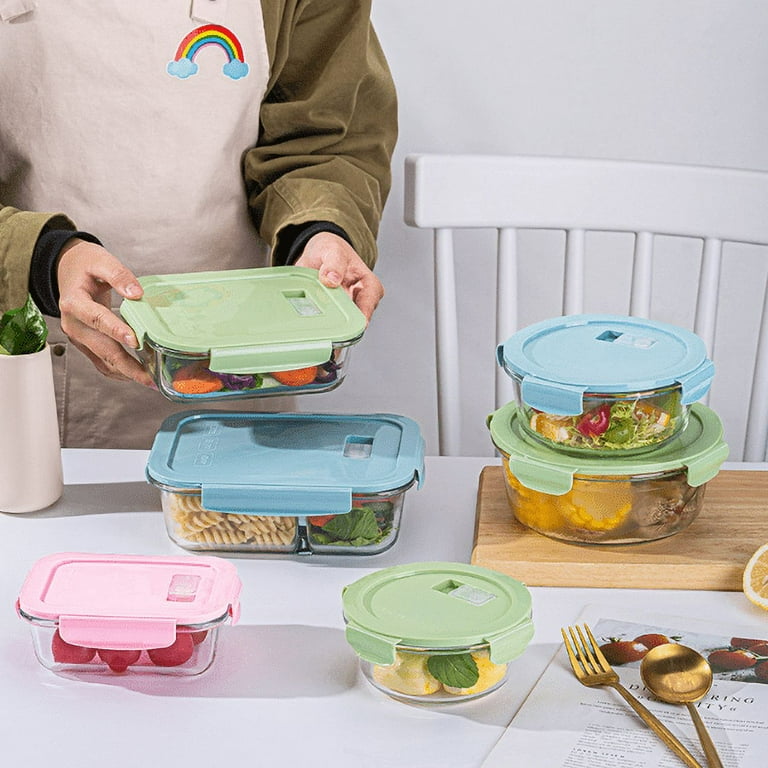 3pc Glass Food Storage With Colour Clip Lid