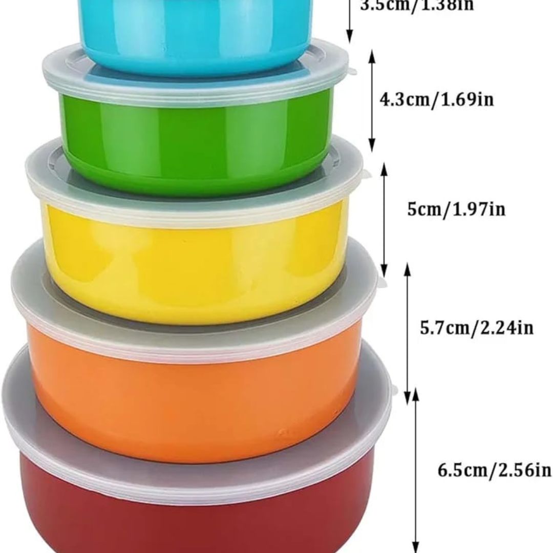 5pc Rainbow Stainless Steel Bowls With Lid