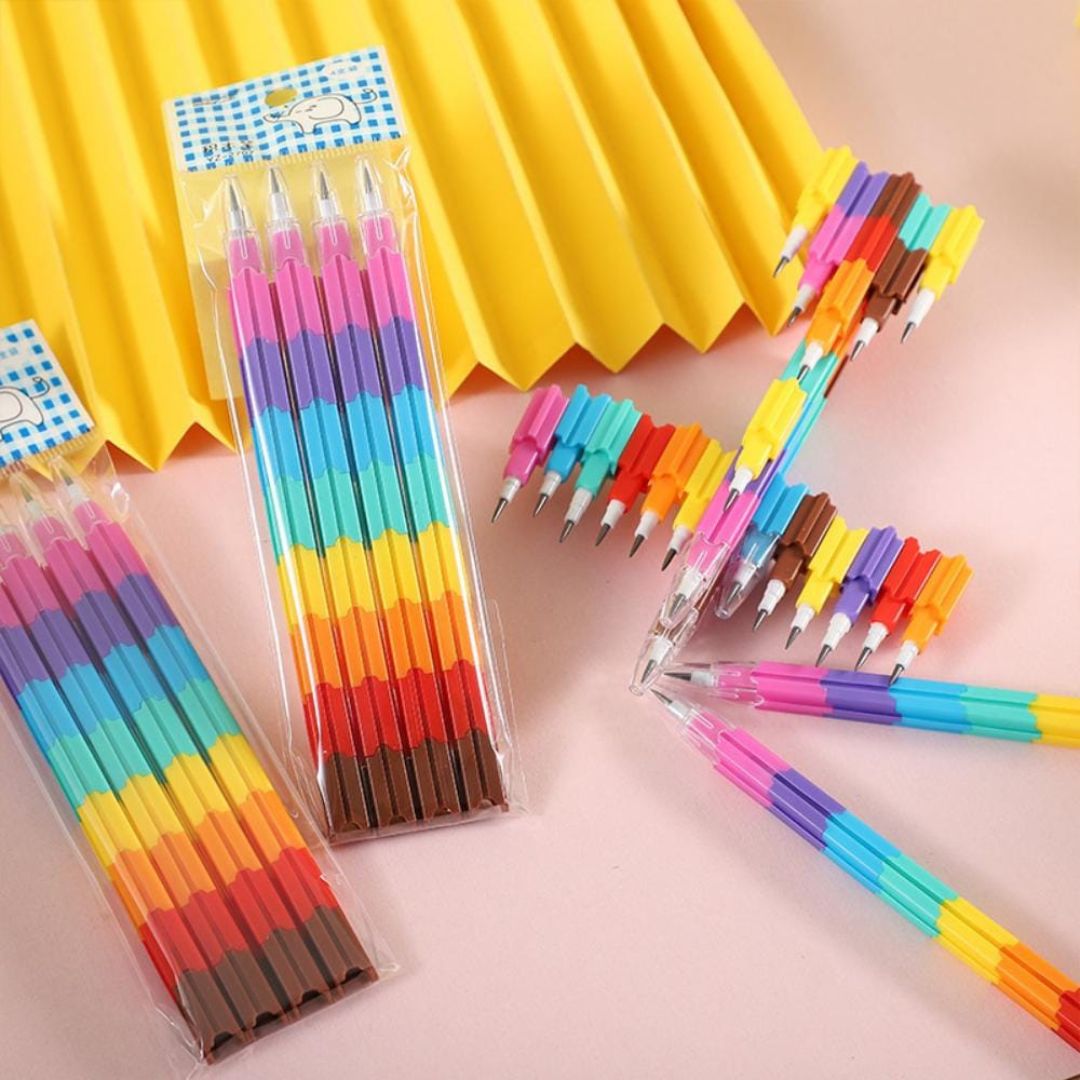 4pc Stackable Rainbow Pencil
