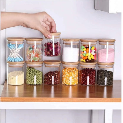 12pc Bamboo Jars 8x6.5cm
