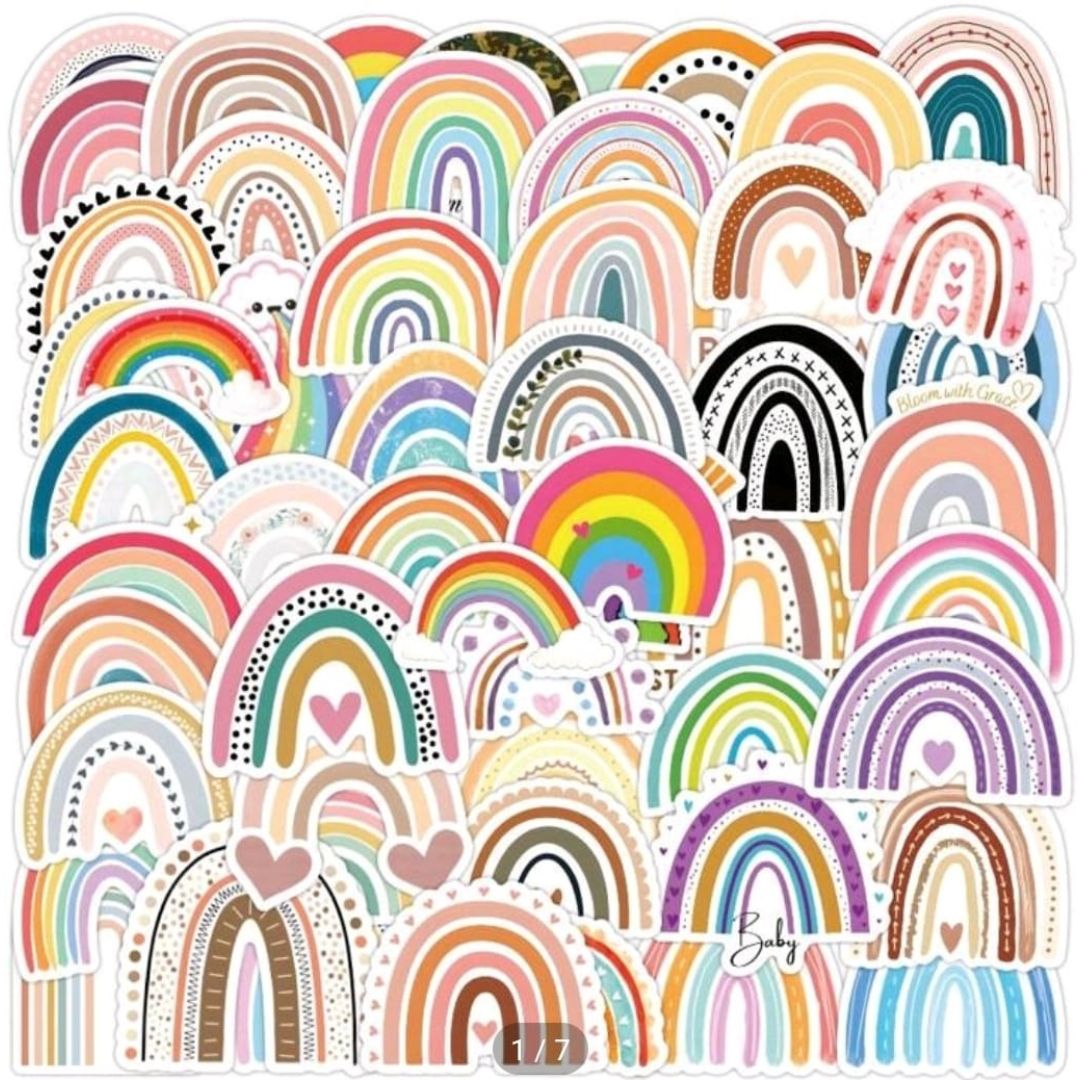 60pc Rainbow Vinyl Stickers