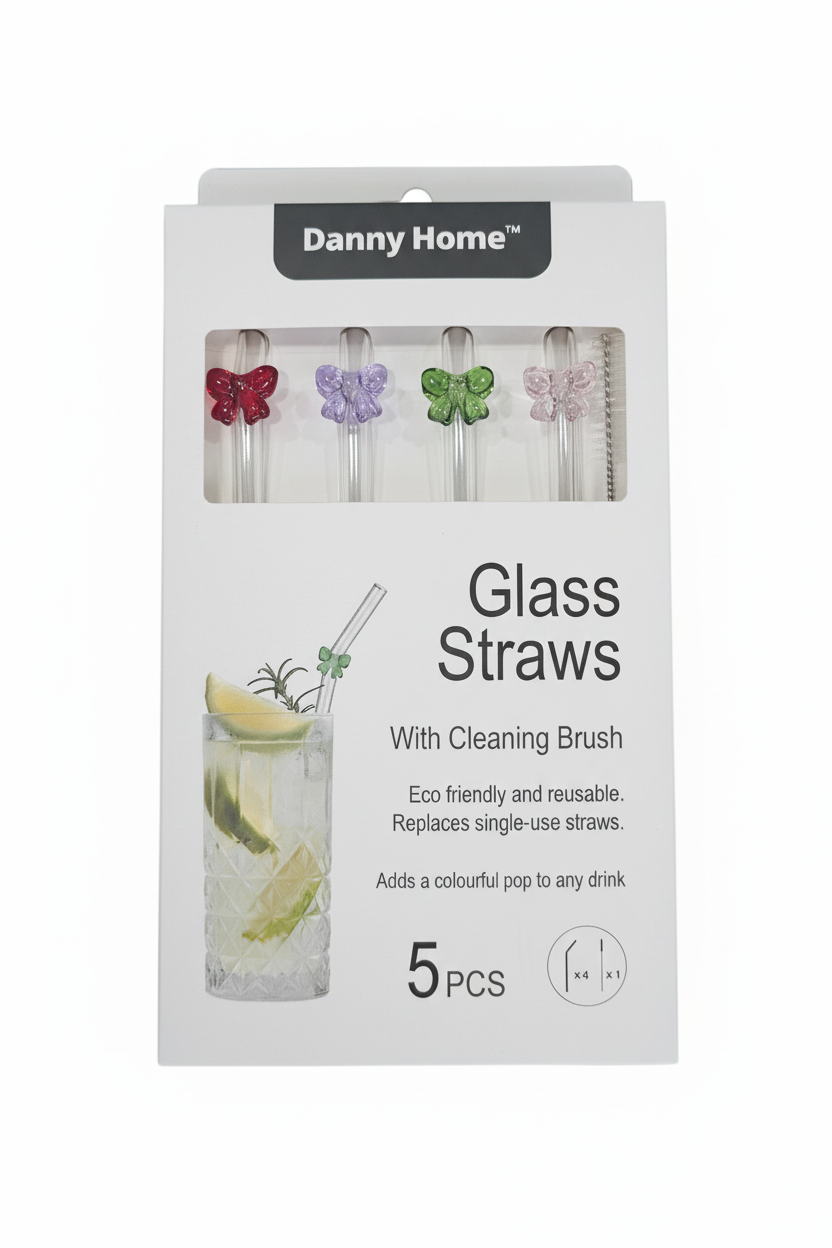 Danny Home 5pc Straws With Cleaner - Bow