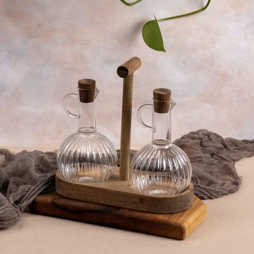 Bamboo Oil And Vinegar Cruet Set