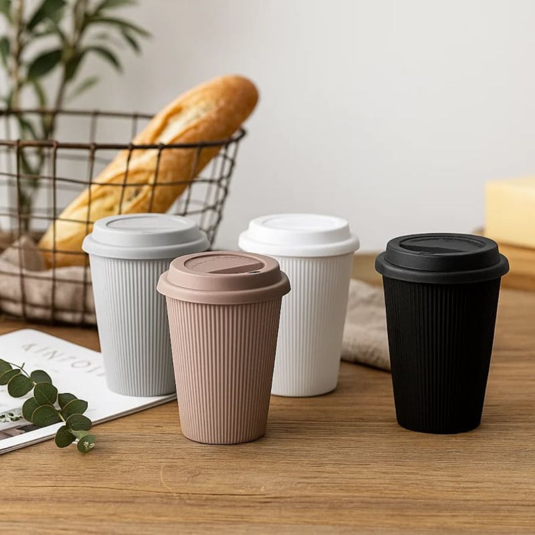 Ceramic Ribbed Coffee Cup 370ml