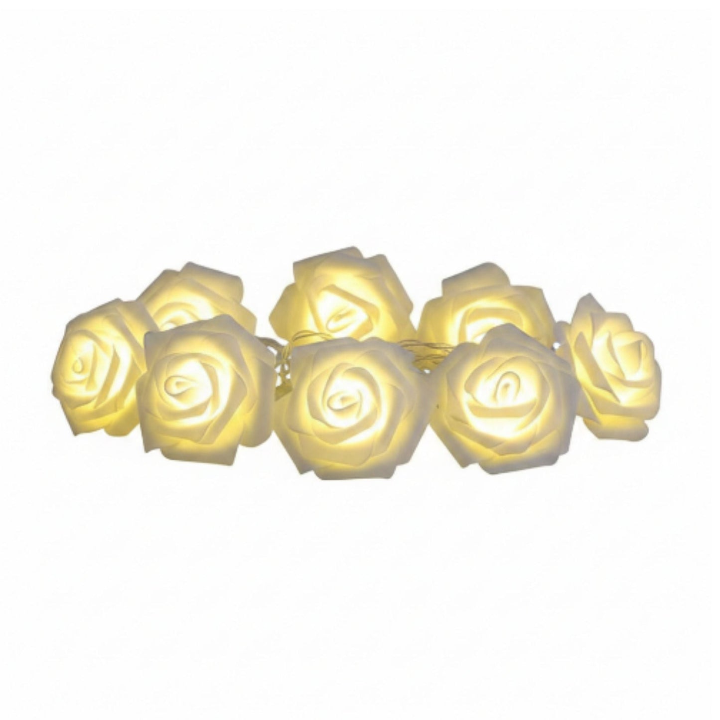 5m Rose Flower LED String Lights for Decor White On White Background