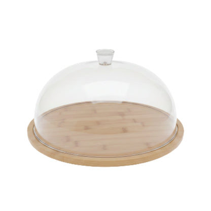 Round Acrylic Cake Dome With Wooden Base