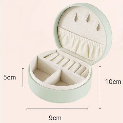 Round Pu Leather Jewelry Box With Strap