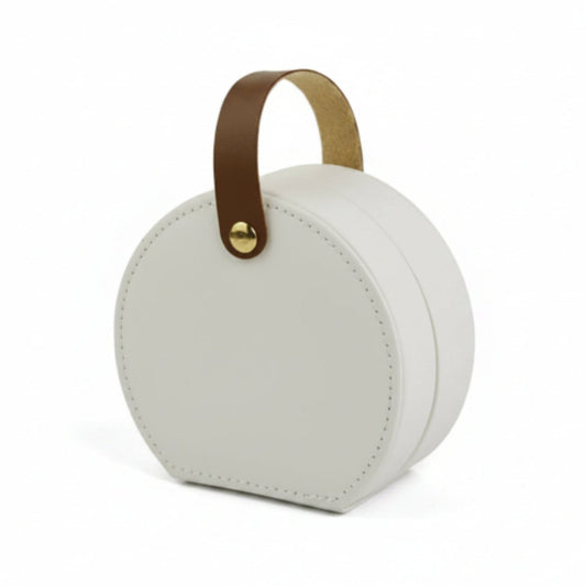 Round Pu Leather Jewelry Box With Strap