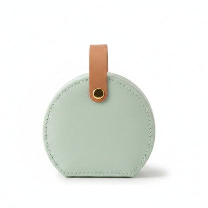 Round Pu Leather Jewelry Box With Strap